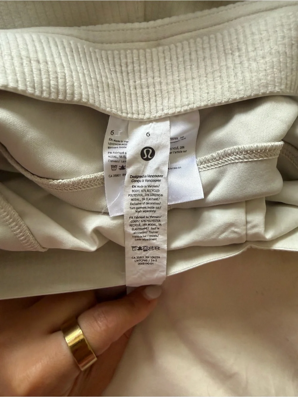 Lululemon Ribbed High-Rise Soft Shorts in Off White